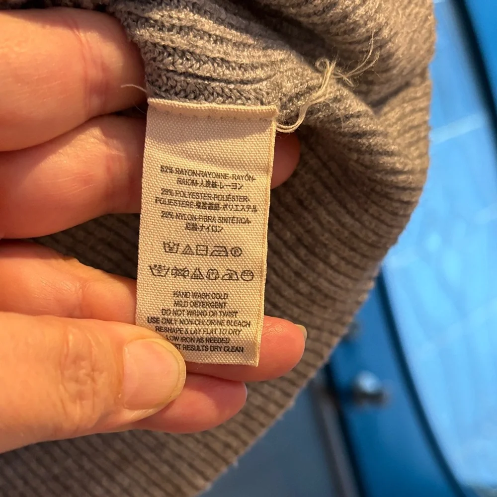Free People Heather Gray Ribbed Oversized Turtleneck Sweater‎